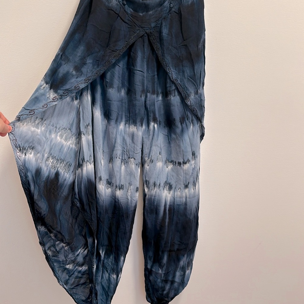 Tie-dye harem style pants.